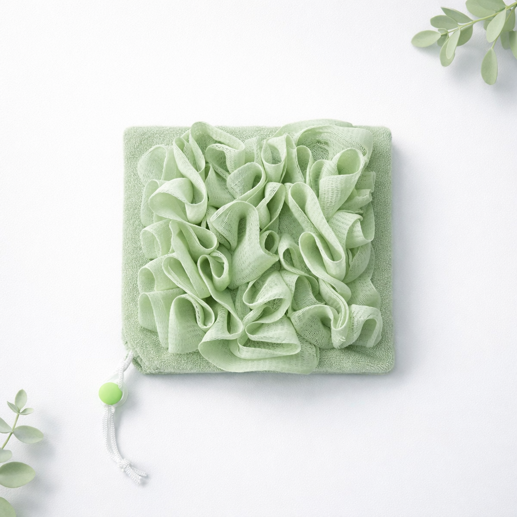 2-in-1 Loofah Soap Pouch with Drawstring