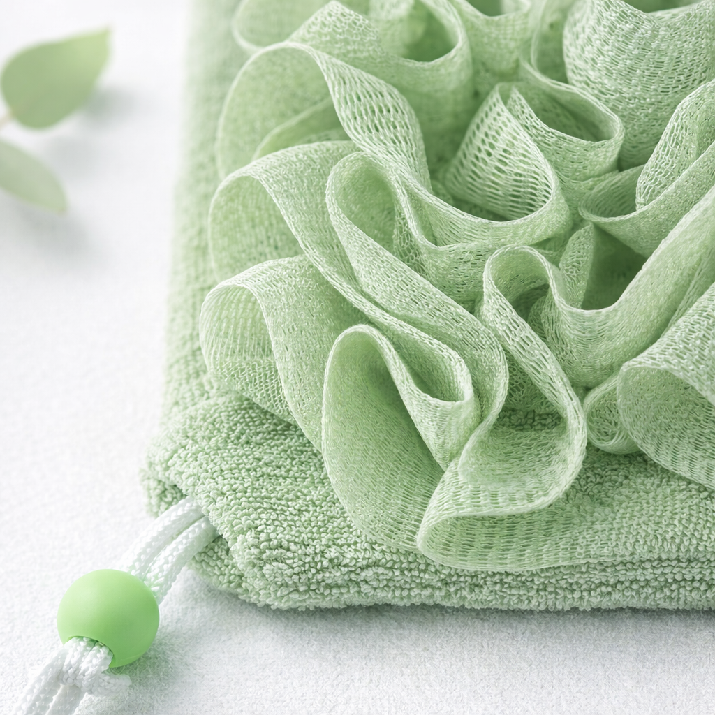 2-in-1 Loofah Soap Pouch with Drawstring