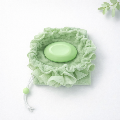 2-in-1 Loofah Soap Pouch with Drawstring