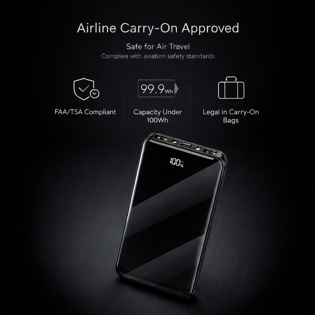 10,000mAh Fast Charging Power Bank (22.5W) – PD USB-C, Dual USB, Airline-Safe, LED Display